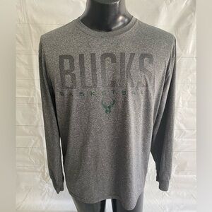 Milwaukee Bucks T- Shirt Adult Large NBA Basketball Long Sleeve Graphic Gray #